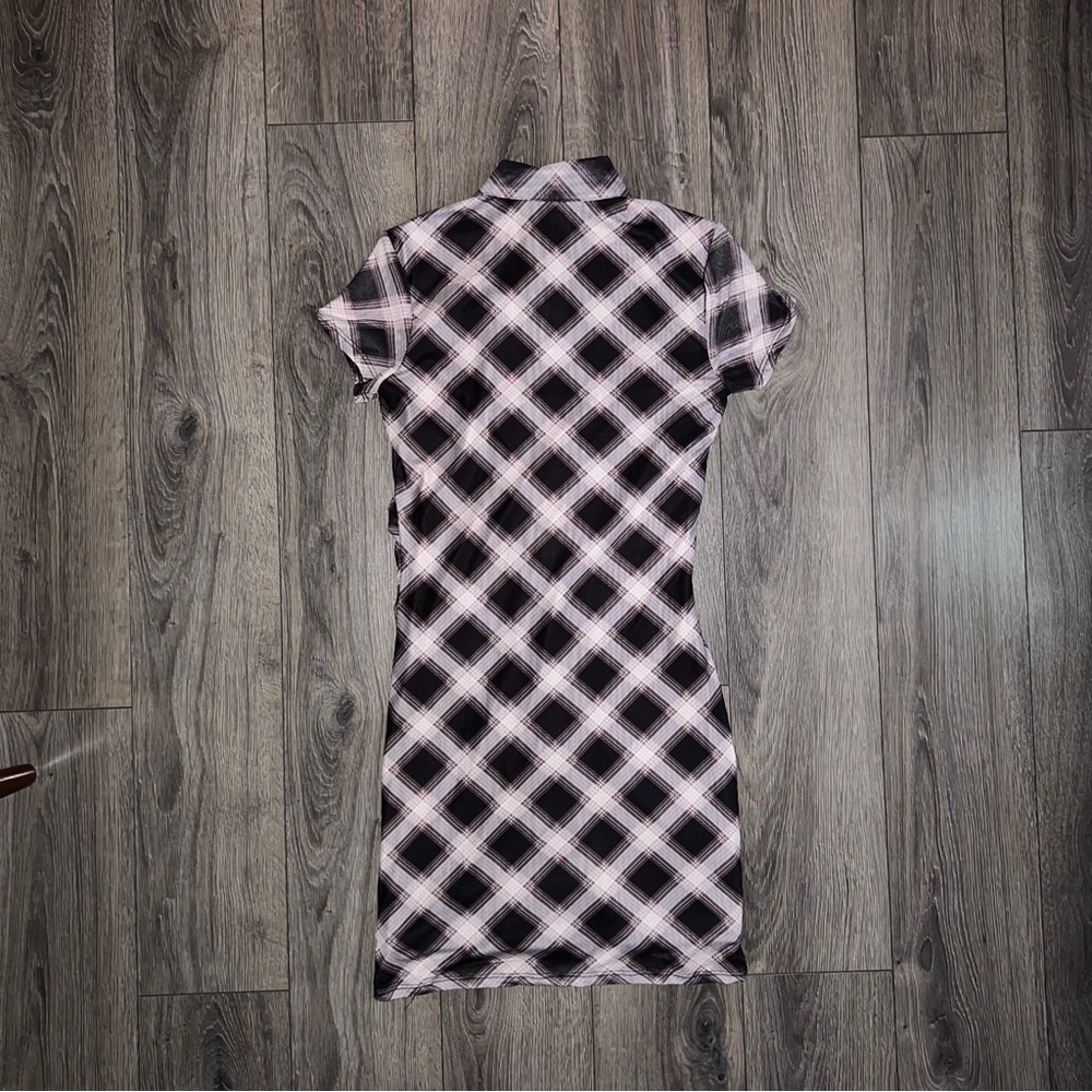 SELFIE Ruched Checkered Dress Size S - Picture 4 of 4